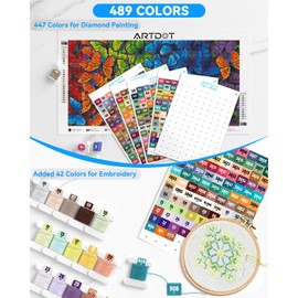 ARTDOT 2 Set Label Stickers for Diamond Art Storage Kits for Adults, 489 Colors Stickers Matched with Actual Embroidery Floss as Diamond Painting Accessories and Cross Stitch Supplies