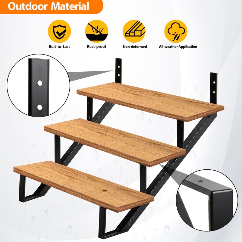 Toriexon Steel Stair Riser-2 Pack, 3 Step Stringers for Deck,