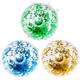 Inflatable Water Ball, Pack of 3 Inflatable Glitter Water Balls, Beach Ball, Swimming Pool Party Ball for Summer Outdoor Activities, Inflatable Ball, Large Water Ball