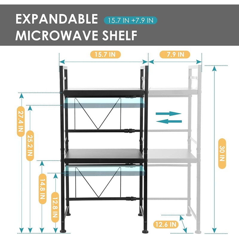DOLALIKE Microwave Oven Rack, Expandable Microwave Stand Countertop Kitchen Utensils