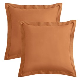 Horbaunal Set of 2 Microfiber Throw Pillow Covers 18 x 18 Inches, Caramel Pumpkin Square Pillow Shams, Super Soft and Wrinkle Resistant Decorative Pillowcases with Zipper Closure