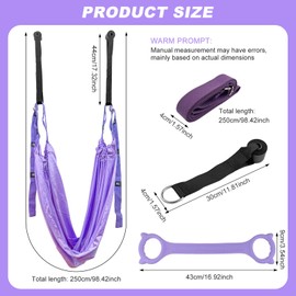 GZhaizhuan Yoga Straps Set, Yoga Strap Made of Polyester Cotton, Aerial Yoga Cloth, Yoga Stretching Band for Yoga, Ballet, Pilates, Gymnastics, Flexibility, with Tension Band, 8 Tension Band