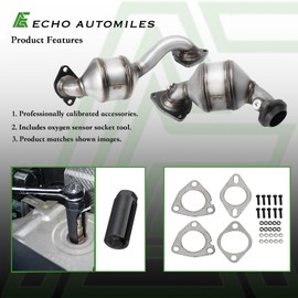ECHO AUTOMILES Catalytic Converter Compatible with Ford Taurus/Flex 2010-2015, Explorer 2013-2016, Lincoln MKS MKT 2010-2014 3.5L V6 ONLY Turbo Catalytic Convertor EPA Compliant 19533 19534