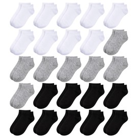 BOOPH 25 Pack Kids Low Cut Ankle Socks Boy Girl Athletic Socks 6-8 Years Multi1