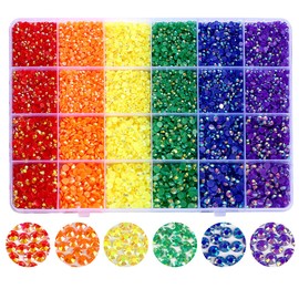 Flatback Rhinestones 21000pcs Jelly Rhinestones Non-hotfix Resin Rhinestones Gemstones 6 Colors for Crafts Makeup Face Tumblers DIY Decoration 3/4/5mm (Rainbow Rhinestones)