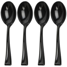 Maryland Black Tiny Tasters Mini Spoons - 3.75" (Pack of 50) - Premium BPA-Free Plastic Appetizer Spoons - Perfect for Chic Tasting Parties, Elegant Hors d'oeuvres & More!