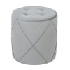 Joveco Modern Round Ottoman, Velvet Upholstered Tufted Vanity Stool with