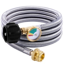 TOHONGADON 6 FT Propane Hose Adapter with Gauge, Propane Tank Adapters Hose for 1lb Portable Appliances, Propane Tank Adapters for Weber Q Grills Coleman Stoves Blackstone Griddles