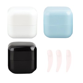 3 Travel Containers for Toiletries,Cream Jars Sample Containers with Screw Lids， Travel Containers with spoons （50ML）