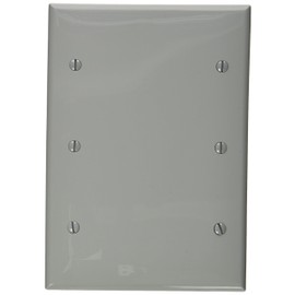 Leviton 3-Gang Blank Wallplate, Standard Size, Thermoplastic Nylon, 80735-GY, Gray