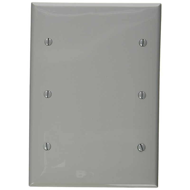 Leviton 3-Gang Blank Wallplate, Standard Size, Thermoplastic Nylon, 80735-GY, Gray