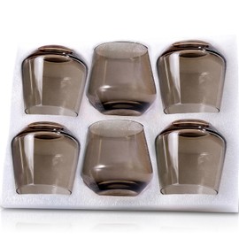 Colorsavant Stemless Wine Glasses Set 6【Smokey Sand Wine Glasses Stemless】 Gray Short Tumbler【14oz】 Gray Glassware for Wine or Soft Drinks,Unique Wine Gifts for Valentines Day