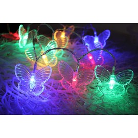 Lainin 12ft/3.5M USB Powered 8 Modes Butterfly Curtain Night Light Strip Icicle Fairy String Light, Perfect for Room Garden Wall Christmas Wedding Indoor/Outdoor Party Decoration - Multi Color