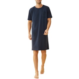 Latuza Men's Cotton Nightshirt Short Sleeves Sleep Shirt Nightgown, Navy, XX-Large