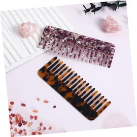 Mikinona 2pcs Detangler Brush Wide Tooth Combs for Curly Hair Wet Dry Hair Styling Acetate Combs for Men Women