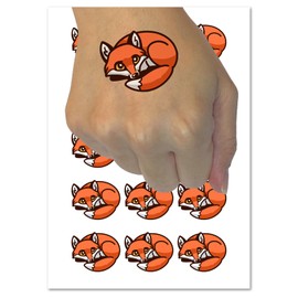 Baby Fox Woodland Animal Temporary Tattoo Water Resistant Fake Body Art Set Collection - 54 1" Tattoos (1 Sheet)