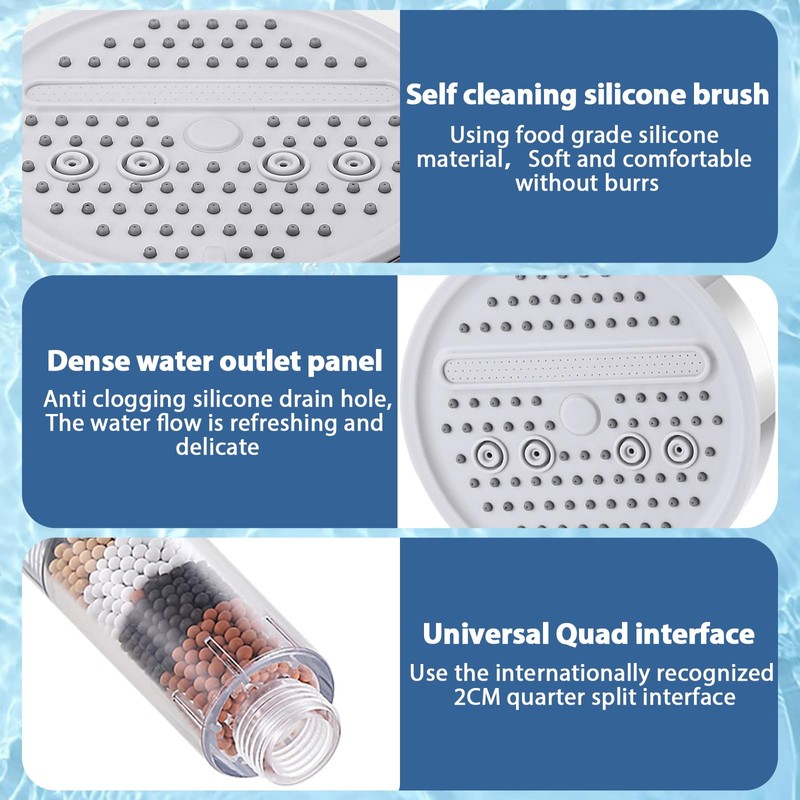 Filter Shower Head, with 3 Modes Water Saving Bathing Powerful
