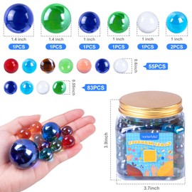 SallyFashion 145PCS Colorful Marbles Bulk, Glass Marbles with Jar, Assorted Sizes for Running Game, Chinese Checkers Board Game