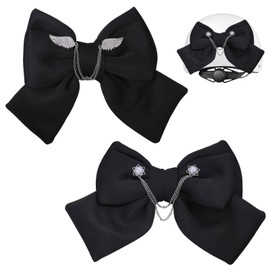 beinkmake 2PCS Bow Helmet Decoration Large Fabric Bowknot Cute Removable Black Fashionable Accessory for Women Ski Motorcycle Bicycle Helmets