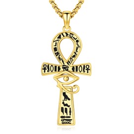 Eusense Eye of Horus Ankh Necklace, 925 Sterling Silver, Ankh Cross Pendant, Ancient Egyptian from Protection Jewellery, Gift for Men and Women, Sterling Silver, No Gemstone