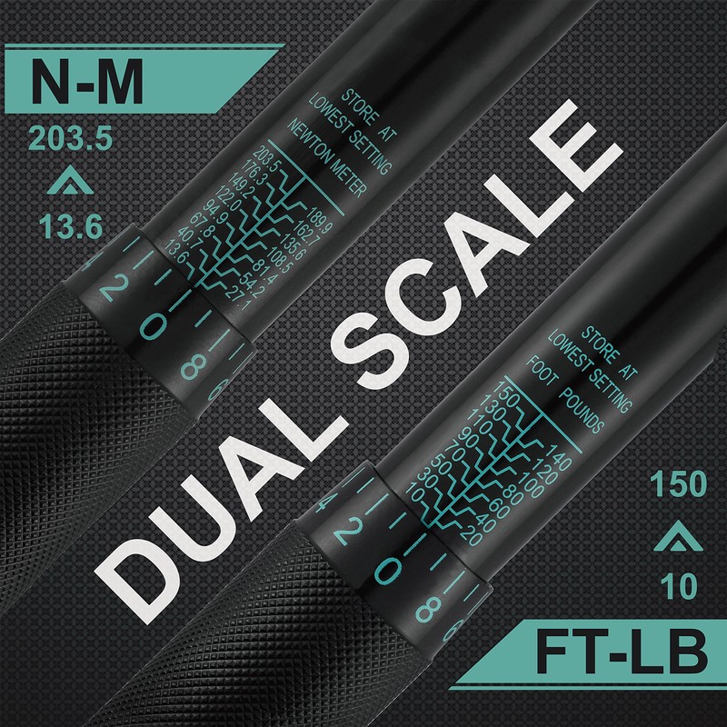 EPAuto 1/2-inch Drive Click Torque Wrench, 10-150 ft/lb, 13.6-203.5 N/m,