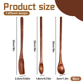 8 Pcs Wooden Coffee Spoons Long Handle Wooden Spoon Mixing Honey Spoon Handmade Wood Stirring Spoon Wooden Mixing Spoons for Jam Juice