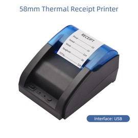58mm USB Thermal Receipt Printer Direct Thermal for Ticket Bill Printing USB Connection Compatible with iOS Android Windows System ESC/POS Print Commands for Supermarket Store Home Business Retail Store