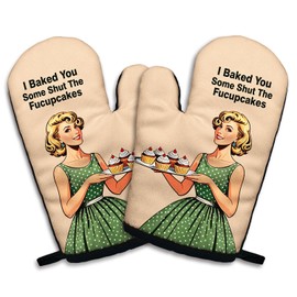 zcyhtqp, I Baked You Some Shut The Fucupcakes, Funny Silicone Non-Slip Oven Mitts and Pot Holders Sets of 2, Bake Lover Gift, Housewarming Gifts, Perfect for Kitchen,Cooking,Baking