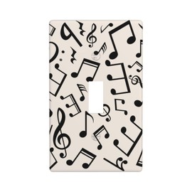 Musical Notes Single Toggle Light Switch Plate Cover 1 Gang Decorative Outlet Plate Electrical Wall Plate Covers Receptacle Decorate Plug Covers For Kitchen Bedroom Bathroom Decor 4.5" X 2.76"