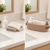 Oval Woven Fabric Storage Basket in White – Multifunctional Bathroom