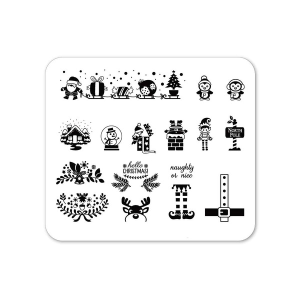 Winstonia Christmas Nail Stamping Plate Nail Art Image Stencil Manicure Template Festive Winter Holiday (The North Pole)