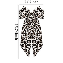 Cheetah Leopard Print Hair Bow Clips Barrettes Ponytail Holders Big Animal Pattern Bow Hair Clips Hair Pins Satin Bows for Hair with Long Ribbon Decorative Leopard Cheetah Costume Accessories