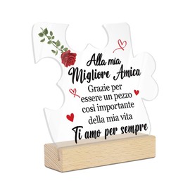 Putuo Decor Best Friend Decorative Acrylic Sign - An My Best Friend, I Love You Forever" - Loving Gift for Special Friend - Rose & Hearts Table Decoration
