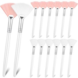 Patelai 14 Pieces Fan Brushes Applicator, Mask Brushes for Facial Makeup Tools for Face Cosmetic(White, Pink)