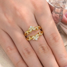 SHELOVES Vintage Ring Enhancer for Engagement Rings Adjustable Ring Guard 18K Yellow Gold Sterling Silver Sz 10