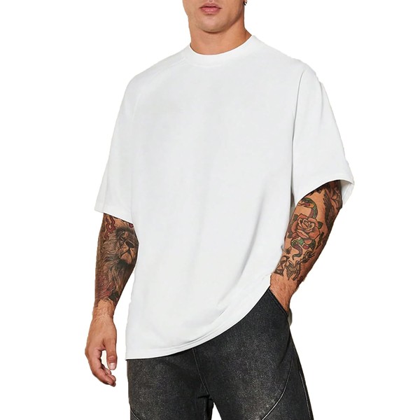 Verdusa Men's Oversized Shirts Short Sleeve Loose Fit Casual Solid