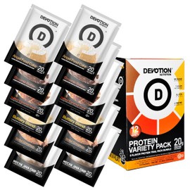 Devotion Nutrition Protein Powder Packets Variety Pack – 6 Flavors – Gluten Free, Keto Friendly, No Added Sugars, 1g MCT, 20g Whey & Micellar Protein per Serving – 12 Single-Serve Packets