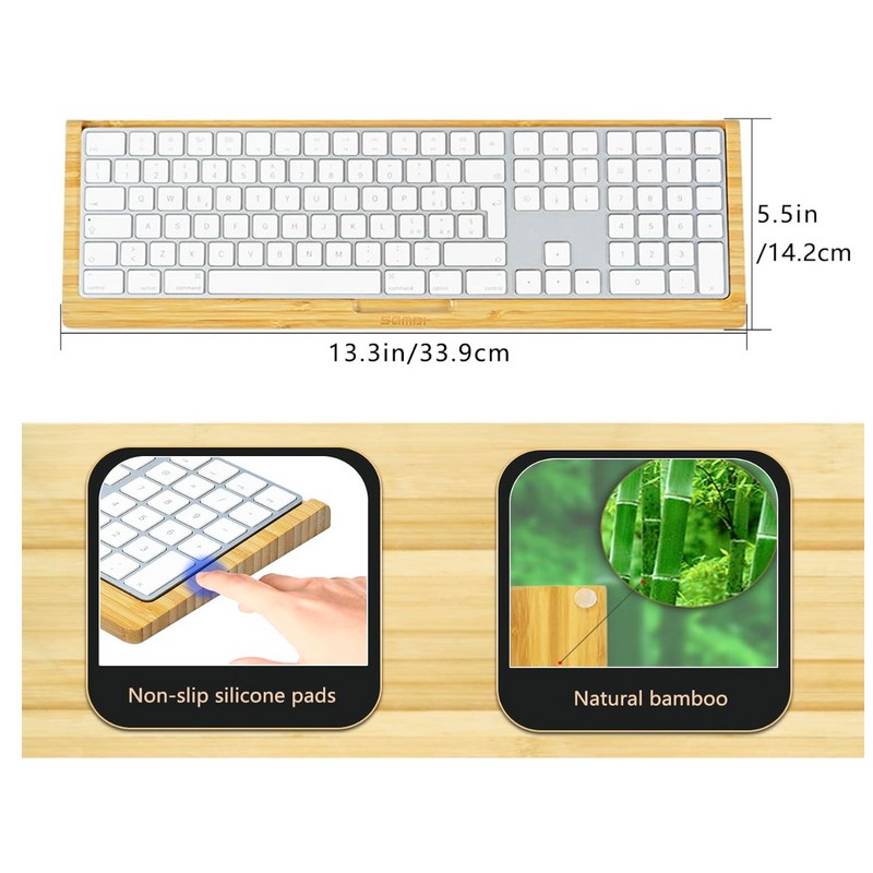 SAMDI Wood Keyboard Tray Holder Magic Keyboard with Numeric Keypad