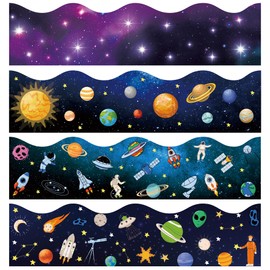 118Ft Outer Space Bulletin Board Borders Galaxy Classroom Scalloped Border Night Sky Borders Back to School Bulletin Decoration for Classroom School Office Chalkboard Wall Decor