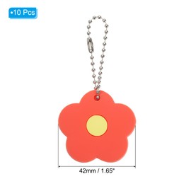 PATIKIL 10pcs Flower Keyring Coding Tag Identifier PVC Case Shell Protector Key Cap Cover Orange