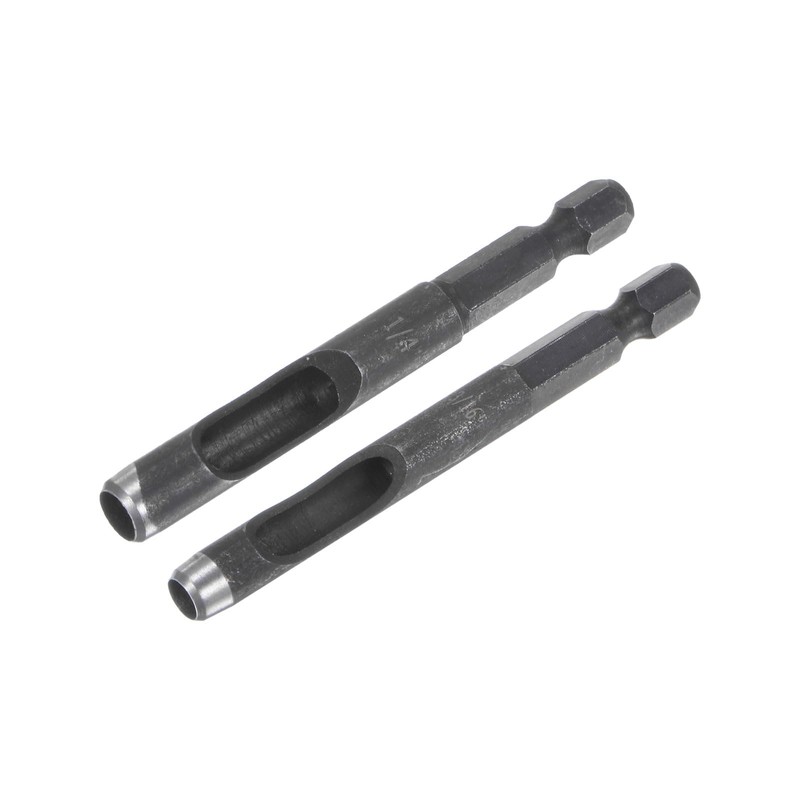 sourcing map 2Pcs Leather Hollow Punch Hex Shank for Drills,