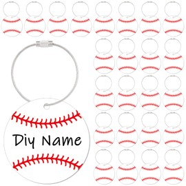 24 Pcs Baseball Luggage Tags for Suitcase Baseball Keychain with Metal Ring 2.76in Travel Suitcase Labels PVC Name Id DIY Pocket Hug Card Backpack Charms Party Favors for Men Women Travel Bag