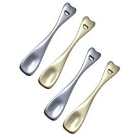 Mikinona 4pcs Facial Cream Applicator Spoons Metal Beauty Tools for Skincare Comfortable Grip for Masks Serums Creams Zinc Alloy Gold Silver