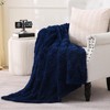 Linecooo Navy Blue Fleece Throw Blanket 60”×80” for Couch Sofa