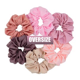 Chloven 6 Colors Oversize Jumbo Scrunchies Blush Theme Large Hair Scrunchies Satin Elastics Pink Lovers Scrunchy Bobbles Soft Hair Bands Hair Ties Hair Accessories Scrunchies for Girls Women (6 Blush)
