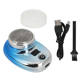 Electric Beard Trimmer Cordless Mini USB Rechargeable LED Display Waterproof Beard Clipper for Men Blue Silver Gradient