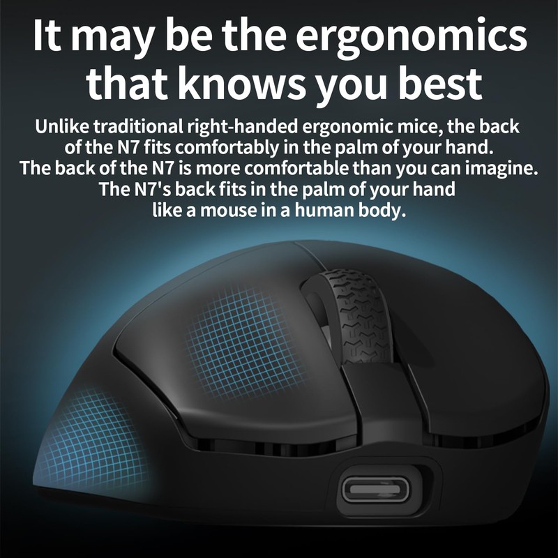 Darmoshark N7 Wireless Gaming Mouse,Tri-Mode 8K/USB-C/Bluetooth,Up to 30000DPI,PAW3950 Optical Sensor