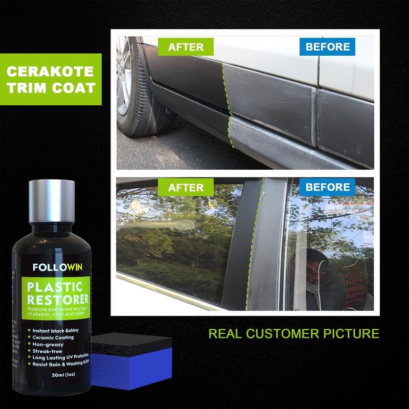 FOLLOWIN Ceramic Trim Coat Kit Quick Plastic Trim Restorer Restorer