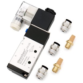 Heschen Pneumatic Solenoid Valve Electric 4V210-08 220VAC PT1/4 5 Way 2 Position Single Coil Pilot Operated Electric CE with Fittings and Silencer