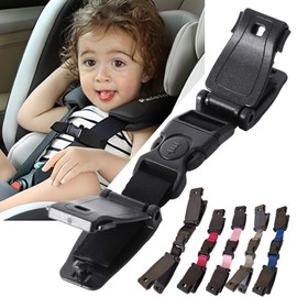 LEONIA Child Seat Escape Prevention Clip, Escape Prevention, Stroller, Going Out, Drive, High Chair, Prevents Child Belt Removal (Red) (Black, For Belts)